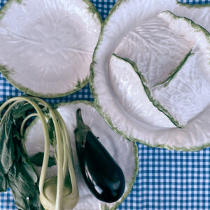 Waza z pokrywką wzór kapusta wykończenie jasnozielone